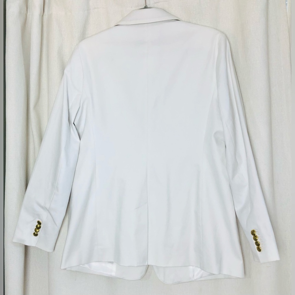Banana Republic Blazer 12 White Double Breasted Gold Button Career Cotton Jacket - Picture 2 of 16